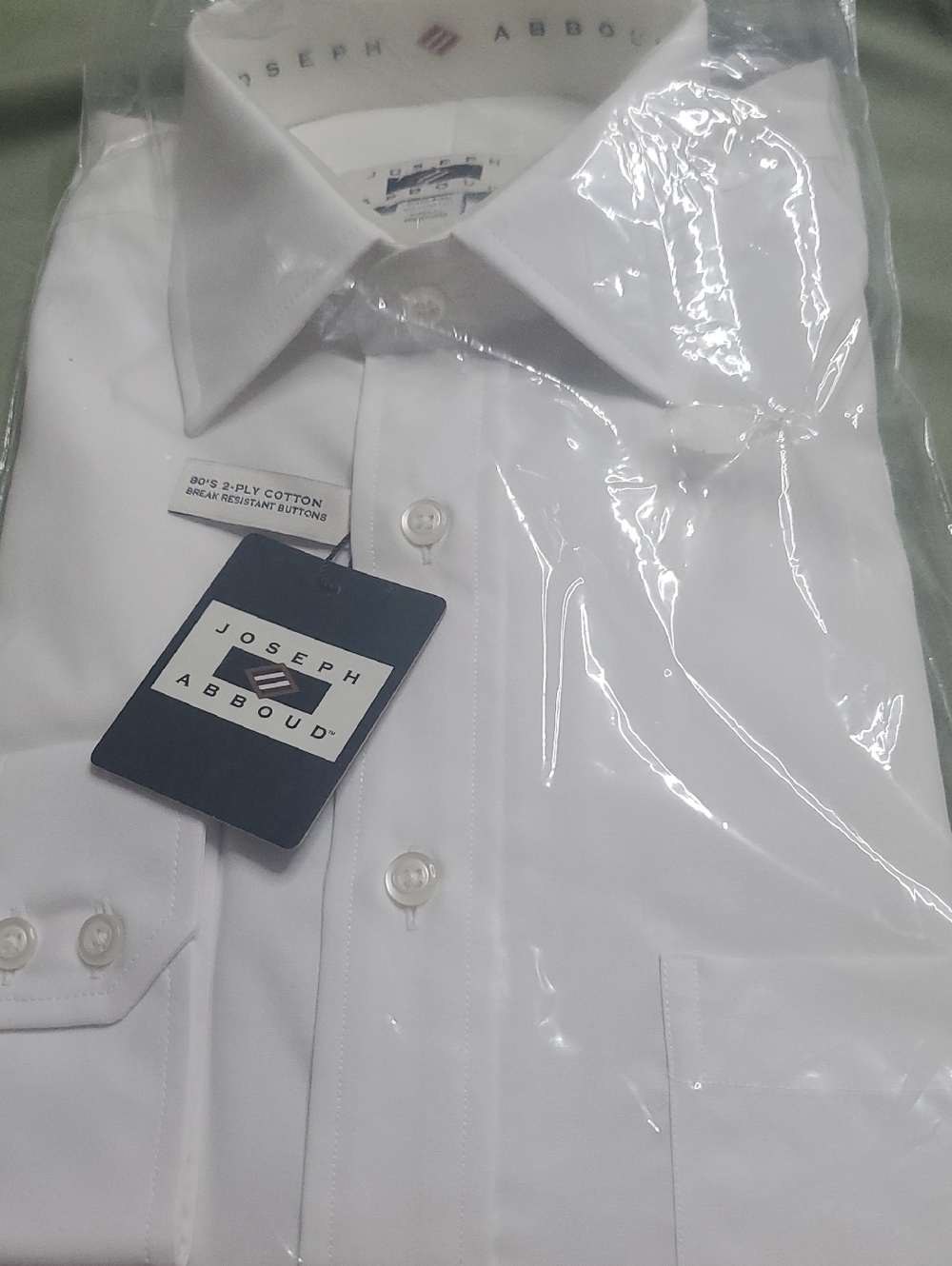 Joseph Abboud Men’s White Dress Shirt - Classic Point Collar
